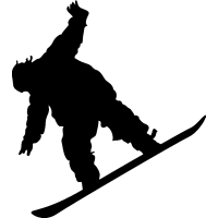 Скатывающийся со склона сноубордист