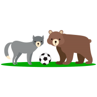 Медведь, волк и футбольный мяч