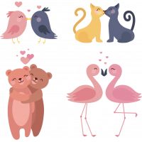 Набор Влюбленные Парочки Животные На День Святого Валентина 14 Февраля