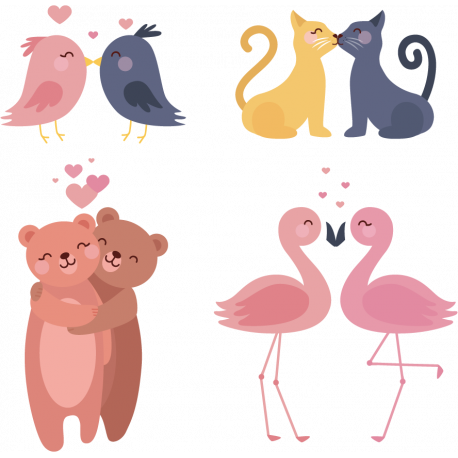 Набор Влюбленные Парочки Животные На День Святого Валентина 14 Февраля
